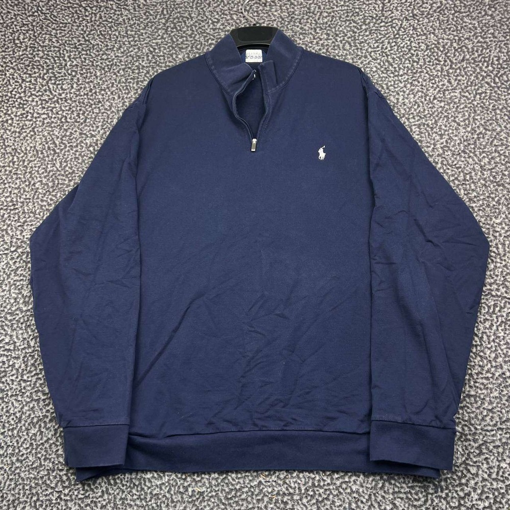 Polo Golf Ralph Lauren Sweatshirt Men XXL Navy Blue Pima Cotton 1/4 Zip Pullover